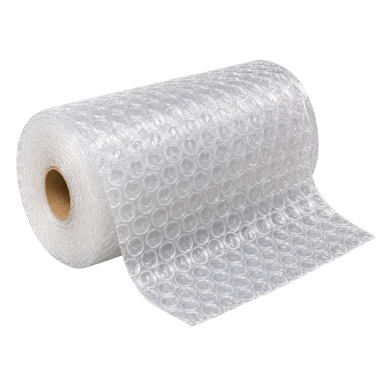 Clear bubble wrap roll partly unrolled